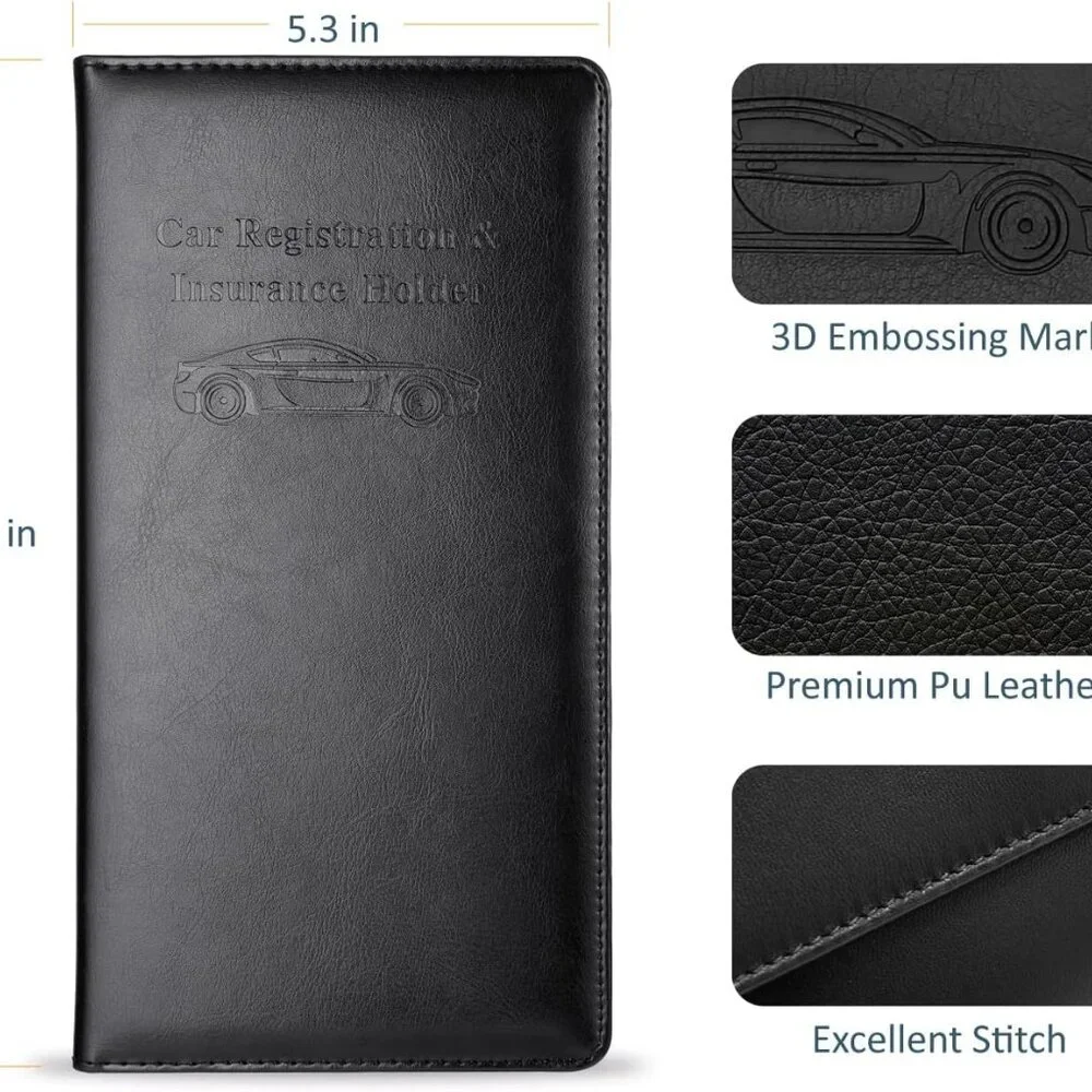 Car Accessories Registration and Insurance Holder,Leather Essential Card Magneti - Picture 5 of 6
